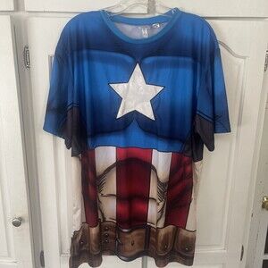 Captain America Marvel Costume Short Sleeve T-Shirt Boys Large / Extra Large